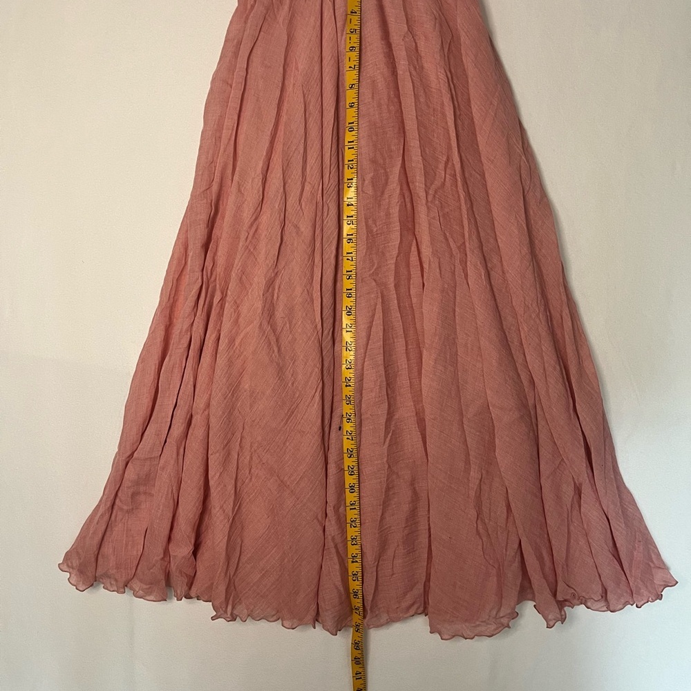 Buddha Trends Coral Pinkish A-Line Pleated Flare Casual Maxi Chiffon Skirt S-Med - Picture 7 of 9